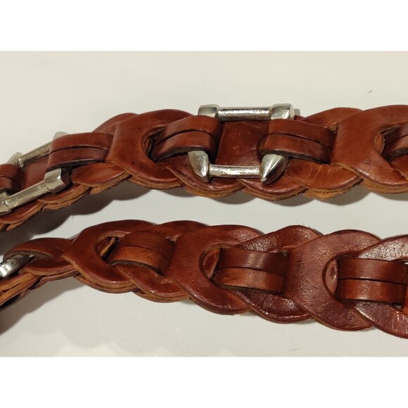 Aimee Lynn Belt Braided Leather Silver Horseshoe Accents Size 1x36 inches 2 tip - Picture 8 of 9